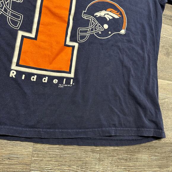 Denver Broncos T-shirt Vintage 90s #1 Dad Ridell Blue Orange Mens XL Football - Picture 5 of 8